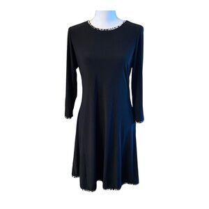 Nik Nash Dress Womens Medium Black Leopard Print Contrast Gothic Chic Minimalist